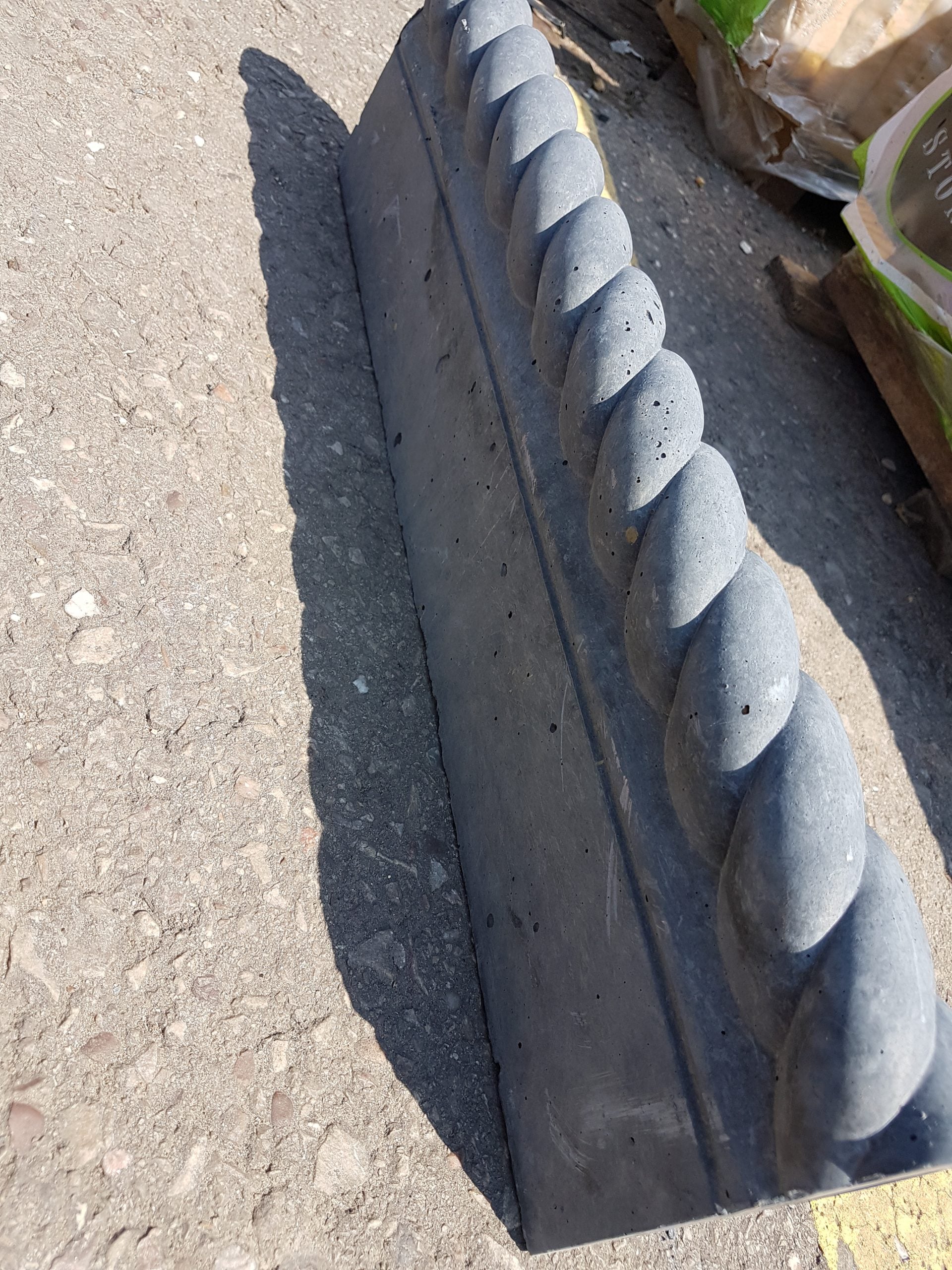 Full Scroll Concrete Grey Edging Kerbs - 590x165 50MM - Welsh Slate