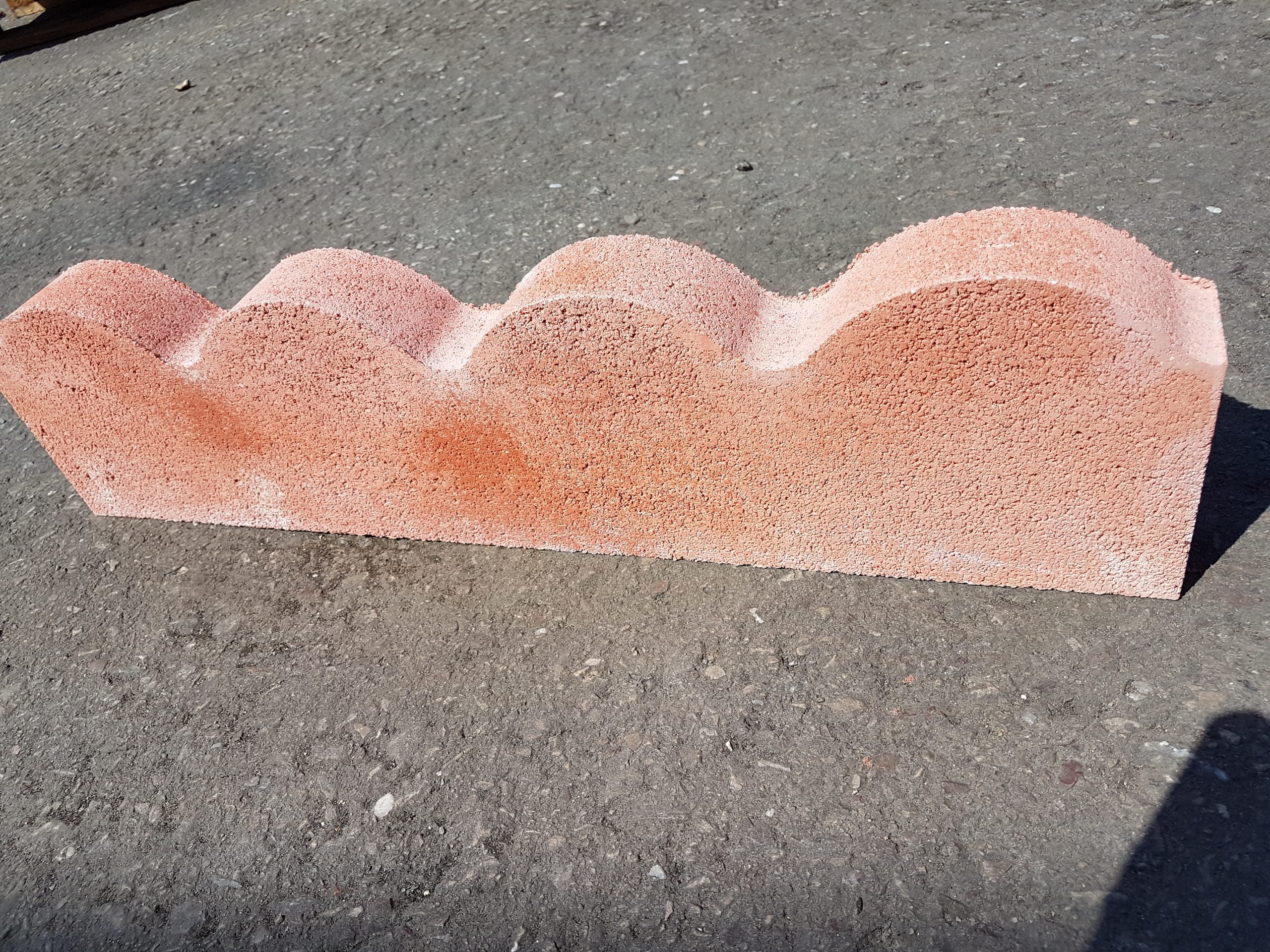 Scalloped Concrete Edging Kerbs - 600x150 50MM - Red