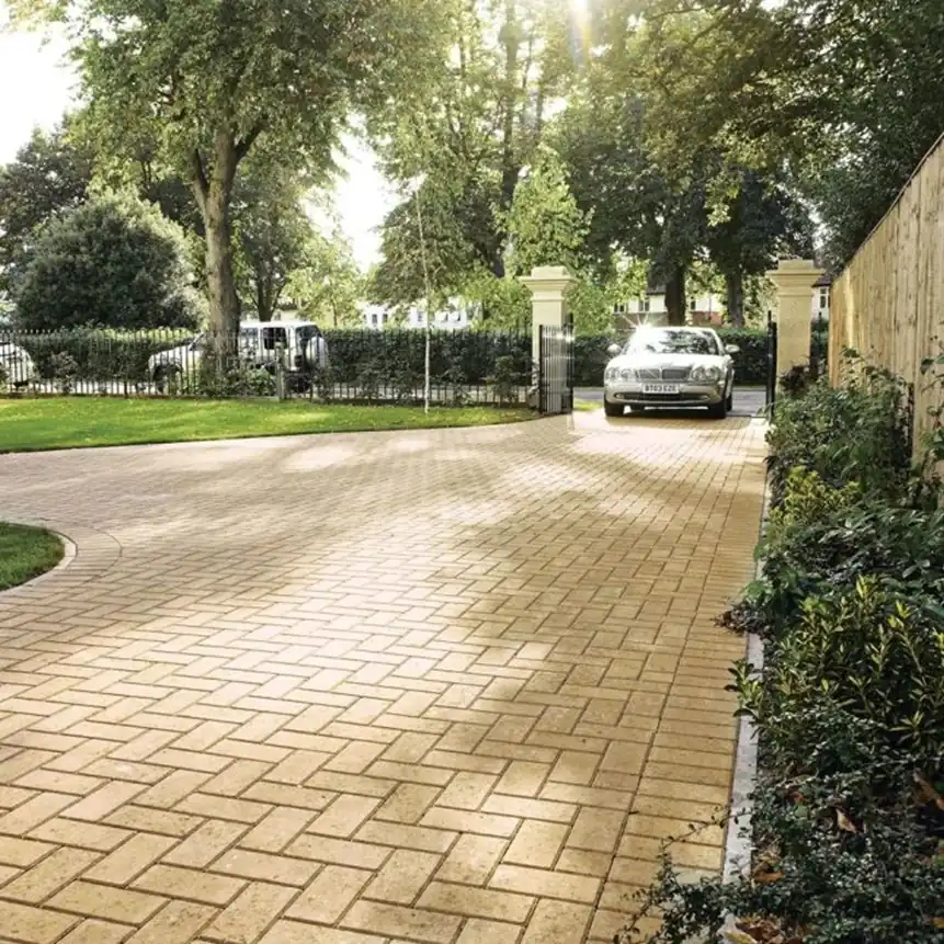 Buff Block Paving Driveway
